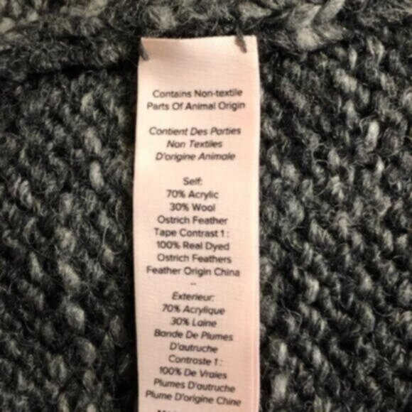 NWT CINQ À SEPT Ostrich Feather Grey Warm Comfy Cozy Dressy Sweater Medium - Picture 12 of 12